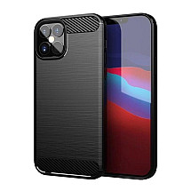 Carbon Case Flexible Cover TPU Case for iPhone 12 mini black