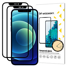 Wozinsky 2x Tempered Glass Full Glue Super Tough Screen Protector Full Coveraged with Frame Case Friendly for iPhone 12 Pro Max black