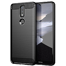 Carbon Case Flexible Cover TPU Case for Nokia 2.4 black