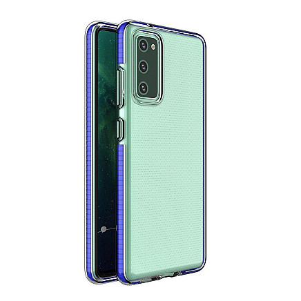 Spring Case clear TPU gel protective cover with colorful frame for Xiaomi Mi 10T Pro  /  Mi 10T dark blue