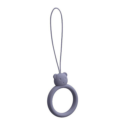 A silicone lanyard for a phone bear ring on a finger gray-blue