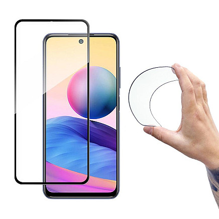 Wozinsky Full Cover Flexi Nano Glass Hybrid Screen Protector with frame for Xiaomi Redmi Note 10 5G black