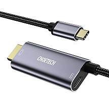 Choetech unidirectional adapter USB type C (male) to HDMI 4K 60Hz (male) + power supply Power Delivery 60W 1,8m gray (XCH-M180-GY)