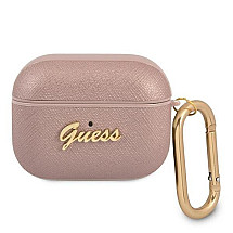 Guess GUAPSASMP AirPods Pro cover pink/pink Saffiano Script Metal Collection