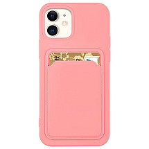 Card Case Silicone Wallet Wallet with Card Slot Documents for Apple iPhone 12 Pro Max pink