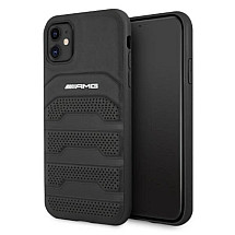 AMG AMHCN61GSEBK iPhone 11 6.1 "black / black hardcase Leather Debossed Lines