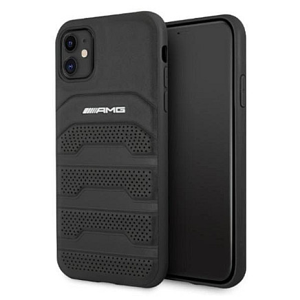 AMG AMHCN61GSEBK iPhone 11 6.1 black / black hardcase Leather Debossed Lines