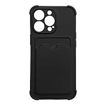 Karšu bruņu futrālis apvalks apvalks priekš iPhone 12 Pro Card Wallet Silicone Air Bag Armor Black