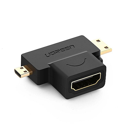 Ugreen adapter HDMI Type A (female) to mini HDMI (male) / micro HDMI (male) black (20144)