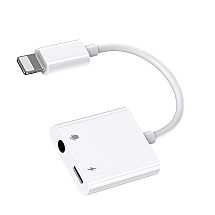 Joyroom universal Lightning adapter - 3.5mm mini jack with charging port white (S-Y105)