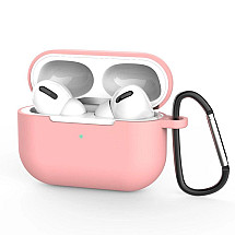 Case for AirPods Pro 2 / AirPods Pro Silicone Soft Earphone Cover + Keychain Lobster Clasp Pendant Pink (Case D)