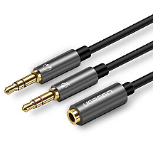 Ugreen AUX splitter cable 3.5 mm mini jack (female) - 2x 3.5 mm mini jack (male - microphone and headphones) black (AV140 20899)