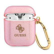 Guess GUA2UCG4GP AirPods cover pink/pink Glitter Collection