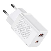 Baseus Super Si Pro USB / USB Type C Fast Charger 30W Power Delivery Quick Charge white (CCSUPP-E02)