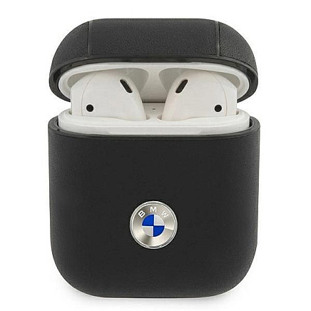 BMW BMA2SSLBK AirPods cover czarny/black Geniune Leather Silver Logo