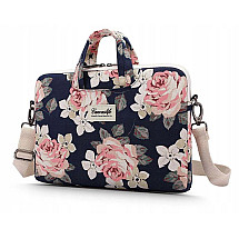 Canvaslife Briefcase bag for a 13-14" laptop - navy blue and pink