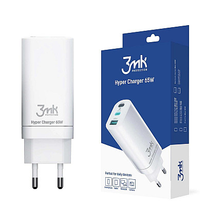 3MK HyperCharger 65W 2xUSB-C + 1xUSB-A charger GAN, PD + QC