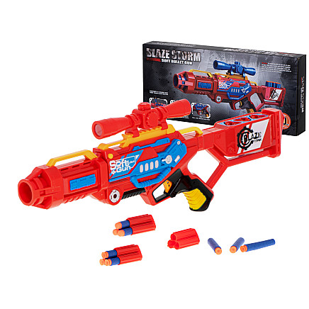 Blaze Storm Gun, Rifle + 20 soft bullet, red