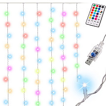 LED apgaismojums Kāzu dekorēšana 3x3m 200LED USB + tālvadības pults 16 krāsas ar atmiņu