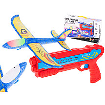 Bērnu led gaismu putuplasta rotaļu lidmašīna ar palaišanas pistoli