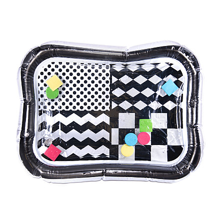 Inflatable water mat with contrasting black and white patterns 65cm x 50cm