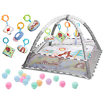 Educational mat with spatulas Play chair with balls grey