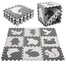 Foam puzzle mat for children 9 pcs black-ecru 85cm x 85cm x 1cm