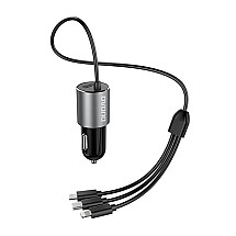 Car charger Dudao R5Pro 1x USB, 3.4A + 3in1 USB-C / Micro USB / Lightning cable (grey)