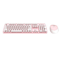 Wireless keyboard + mouse set MOFII Sweet 2.4G (White-Pink)