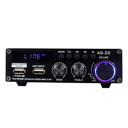 Blitzwolf AS-22 audio amplifier, 45W, Bluetooth 5.0, USB + remote control (black)