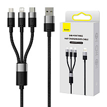 3in1 USB cable Baseus StarSpeed Series, USB-C + Micro + Lightning 3,5A, 1.2m (Black)