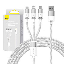 3in1 USB cable Baseus StarSpeed Series, USB-C + Micro + Lightning 3,5A, 1.2m (White)