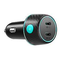 Car charger Joyroom CCN02, 2x USB-C PD 70W (black)