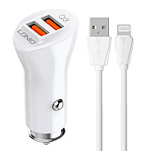 LDNIO C511Q 2USB Car charger + Lightning cable