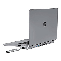 USB-C docking station / Hub for MacBook Pro 13 / 14 INVZI MagHub 12in2 with SSD tray (gray)