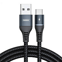 Cable USB-C Remax Colorful Light, 1m, 2.4A (black)