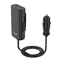 Budi 105W Car Charger, USB + USB-C, PD + QC 3.0 (Black)