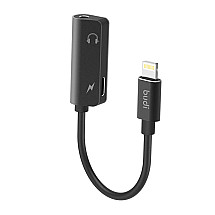 Lightning to AUX mini jack 3.5mm adapter + Lightning Budi (black)