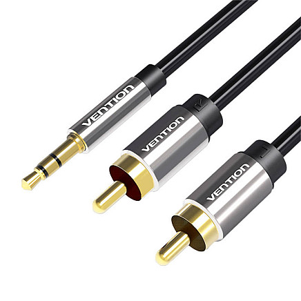 2xRCA cable (Cinch) jack to 3.5mm Vention BCFBJ 5m (black)