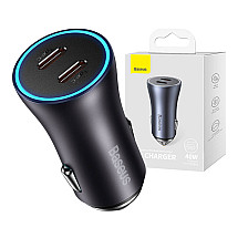 Baseus Golden Contactor Pro car charger, 2x USB-C, 40W (Dark Gray)