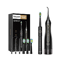 Sonic toothbrush with tip set and water fosser FairyWill FW-5020E + FW-E11 (black)