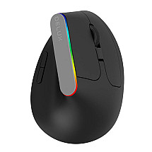 Bezvadu vertikālā pele Delux M618C 2.4G 1600DPI RGB (melna)