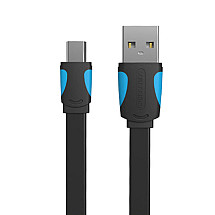 Flat USB 2.0 A to Mini 5-pin cable Vention VAS-A14-B050 0.5m Black