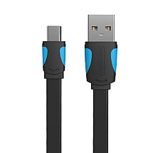 Flat USB 2.0 A to Mini 5-pin cable Vention VAS-A14-B100 1m Black