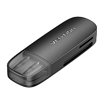 2-in-1 USB 2.0 A (SD+TF) Memory Card Reader Vention CLEB0 (black)