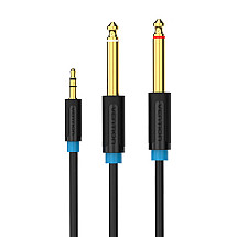 3.5mm TRS Male to 2x 6.35mm Male Audio Cable 1m Vention BACBF (black)