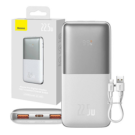 Powerbank Baseus Bipow Pro 10000mAh, 2xUSB, USB-C, 22.5W (white)