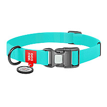 Luminous waterproof dog collar with QR code Waudog size S turquoise