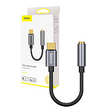 Baseus L54 audio adapteris USB-C + Mini Jack 3,5mm (melns + pelēks)