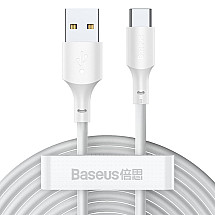 Baseus vienkāršā Wisdom datu kabeļa komplekts no USB līdz Type-C 5A (2 gab./komplektā）1,5 m balts
